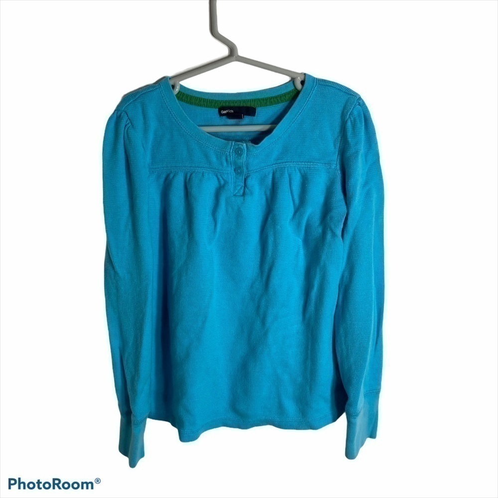 Gap Kid Blue Henley Long Sleeve Shirt Medium Kids